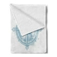 thumbnail image 2 of Compass Soft Flannel Fleece Throw Blanket, 4 Different Windrose with Faded Look Nautical Equipment Sea Life, Cozy Plush for Indoor and Outdoor Use, 50" x 70", Teal Beige White, by Ambesonne, 2 of 5