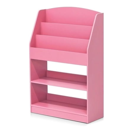 Maklaine Engineered Wood Magazine/Bookshelf with Storage in Pink