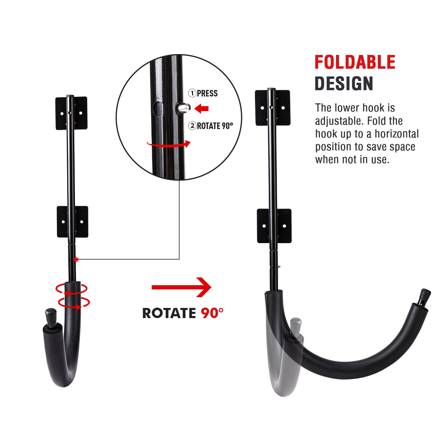 AA Products Kayak Storage Hanger Rack for Canoe Paddle Kayak Accessories Wall Mount Hanging Hooks for Indoor Outdoor, Set of 2