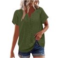 thumbnail image 2 of GaThRRgYP Tops for Women,Women Ladies Solid Short Sleeve Round Neck Pullover Lace Blouse Green L, 2 of 8