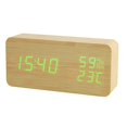 thumbnail image 1 of Reloj despertador Digital LED de madera alimentado por USB/AAA, reloj de mesa con temperatura, humedad, Control de voz, Snooze, relojes electrónicos de escritorio, 1 of 4