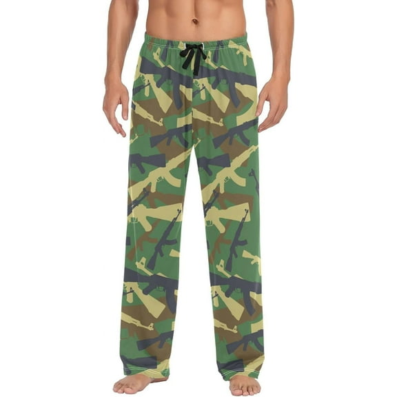 PISONIC Camo Weapons Mens Pajama Pants Lounge Men's Pajama Bottoms Soft Sleep Pants With Pockets Drawstring