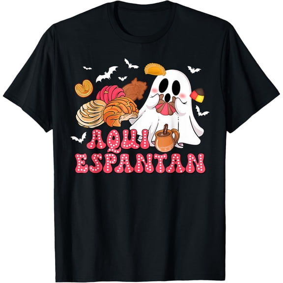 Aqui Espantan Pantasmas Ghost Conchas Halloween Mexican T-Shirt