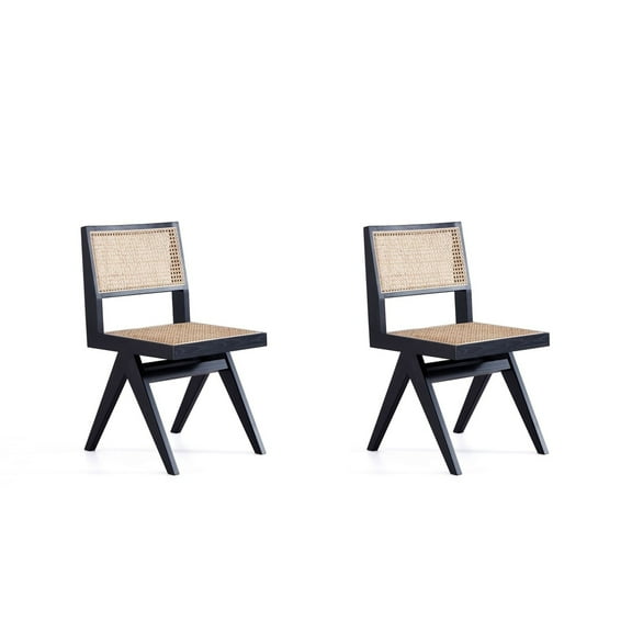 Manhattan Comfort Hamlet 17.72" Wood Dining Chair in Black (Set of 2)
