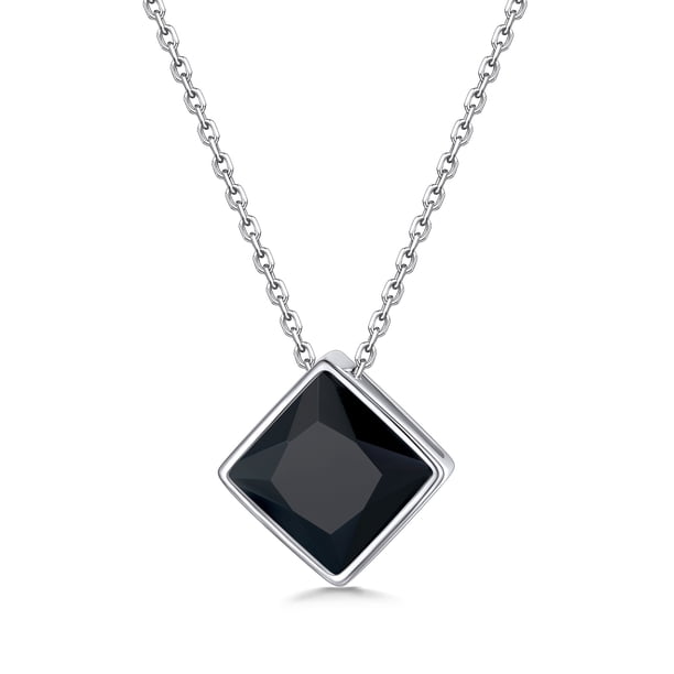 PROSTEEL Collar con colgante de circonia cúbica rómbica de plata esterlina para mujer, niña, joyería de circonita cúbica negra, regalo de San Valentín para madre para hija, mamá, esposa