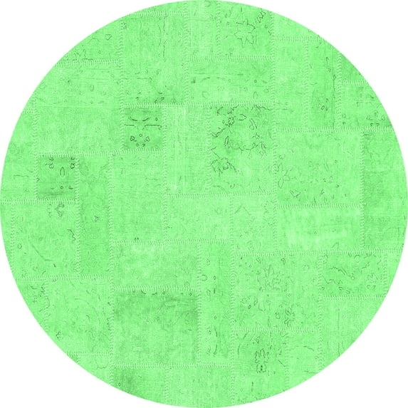 Ahgly Company Indoor Round Solid Emerald Green Modern Area Rugs, 6' Round