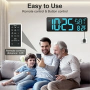 XREXS Large Digital Wall Clock with Bluetooth, 16.5 in Large Display Wall Clock with Temperature/Date/Week