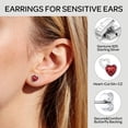 thumbnail image 3 of ChicSilver Solid 925 Sterling Silver Red Stud Earrings Heart Created Garnet Earrings for Women January Birthstone Jewelry Birthday Christmas Anniversary Gift for Her Wife Mom, 3 of 11