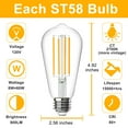 thumbnail image 4 of DAYBETTER Vintage LED Light Bulbs 60W Equivalent, Dimmable Edison Light Bulbs, E26 Medium Base, Warm White 2700K, ST58, 8W, 800LM, 80+ CRI, Antique Decorative Filament LED Bulb, Clear Glass,12 Pack, 4 of 6