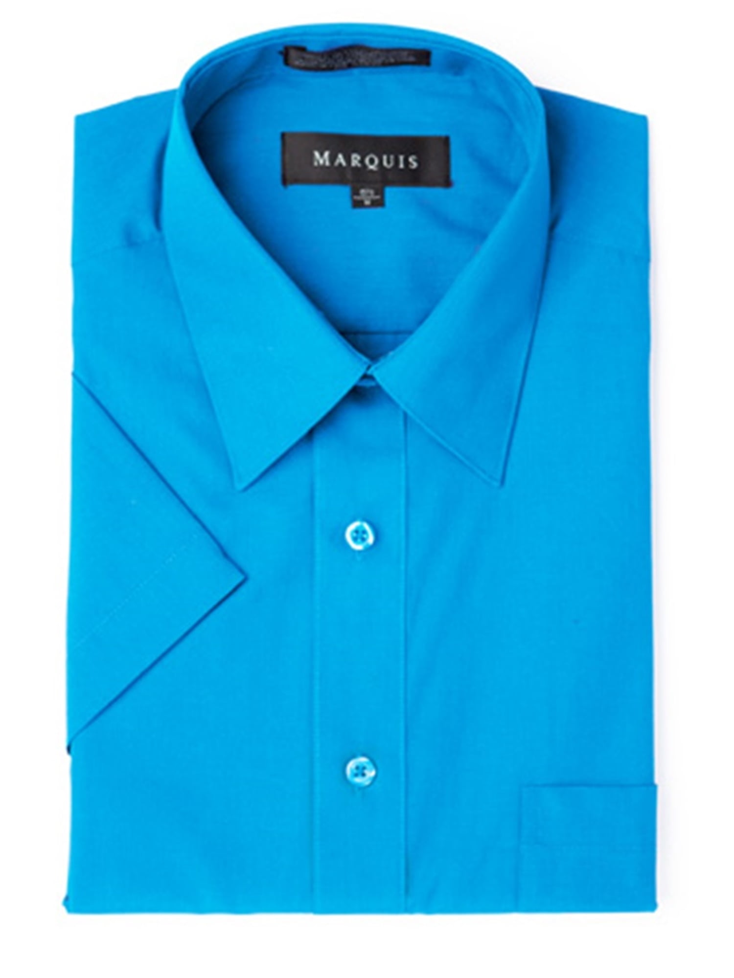 Marquis Mens Classic Fit Solid Light Blue Cotton Blend Dress Shirt 