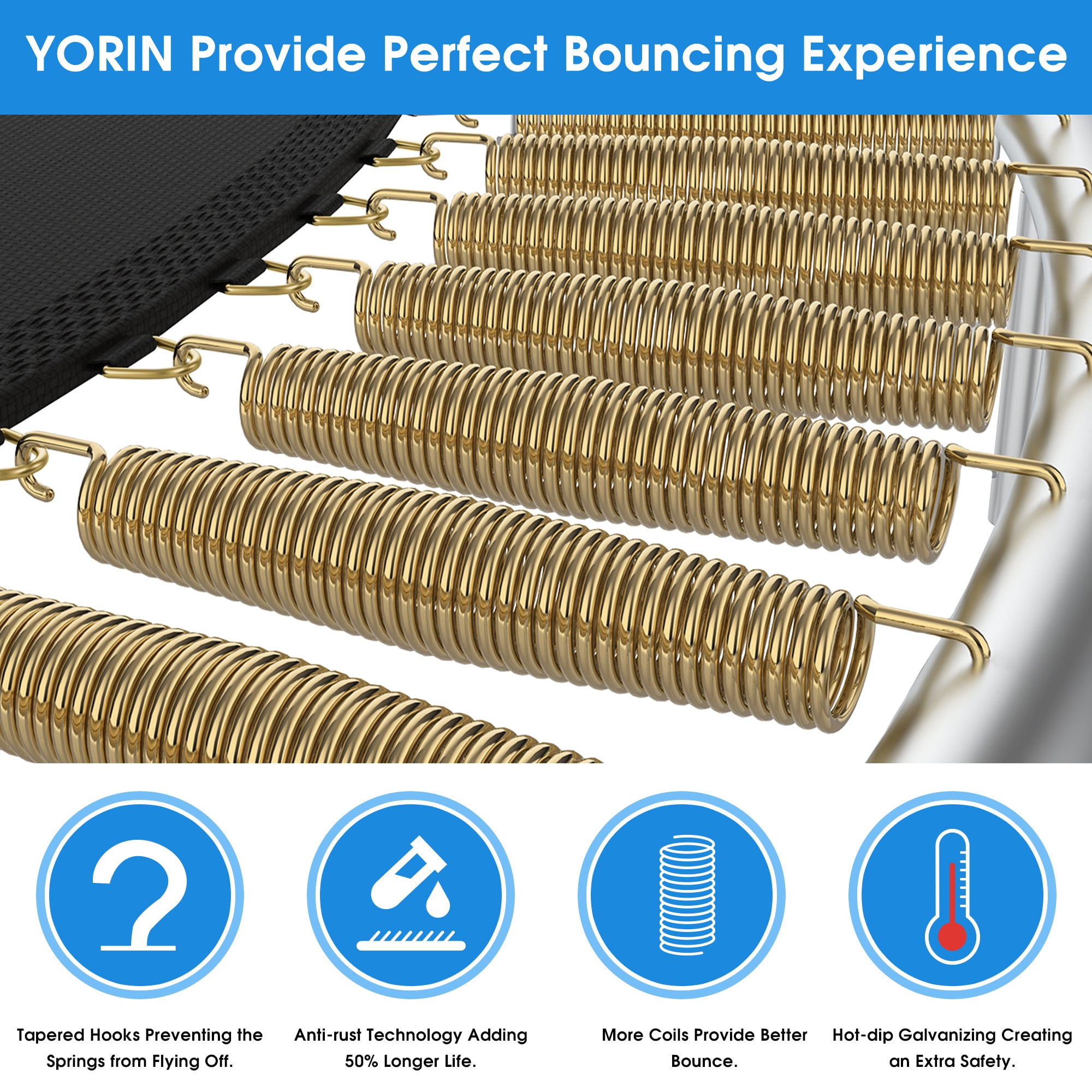 YORIN Trampoline, 1200LBS 12FT Trampoline for 4-5 Adults/ Kids, with Enclosure Net, Metal Swing, Basketball Hoop, Ladder, Galvanized Outdoor Anti-Rust Heavy Duty Round Recreational Trampoline