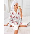 thumbnail image 3 of Ekouaer Robes for Women Knee Length Bathrobe Lightweight Kimono Robe 3/4 Sleeve Sleepwear with Pockets, 3 of 6