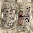 thumbnail image 2 of Bonita funda de teléfono con dibujos animados de la familia Snoopy y Charlie Brown para iPhone 15, 14, 13, 12, 11 Pro Max, carcasa trasera suave y transparente, regalo para pareja, 2 of 5
