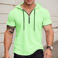 thumbnail image 2 of Mens Polos Shirts Slim Fit Zip Up Hooded Pure Basic Home Hiking Mens Spring Shirt,Green,M, 2 of 5