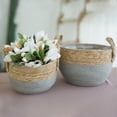 thumbnail image 4 of Hand Woven Straw Baskets Fruit Baskets Gardening Planting Pots Home Planter, 4 of 15