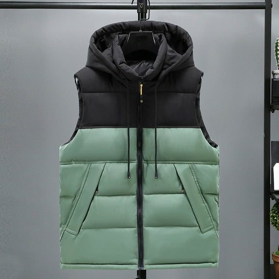 HOMBOM Quilted Vest for Women with Pockets Heavyweight Short Jackets Warm Jackets Green Stand Collar Womens Zip up