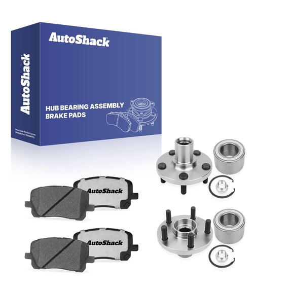 AutoShack Front Ceramic Brake Pads   Wheel Hub Bearing Assemblies without ABS Replacement for 2003-2008 Toyota Corolla 2003-2008 Toyota Matrix 2003-2008 Pontiac Vibe 6-PC Kit