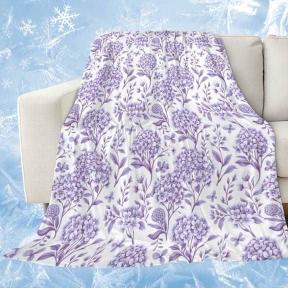 Purple Flowers Cooling Blanket, Lightweight Breathable Summer Throw Blanket with Double Sided Cold Effect,Botanical Floral Vintage Wildflower Picnic Beach Blankets Bed Sheet for Hot Sleepers 50"x60"