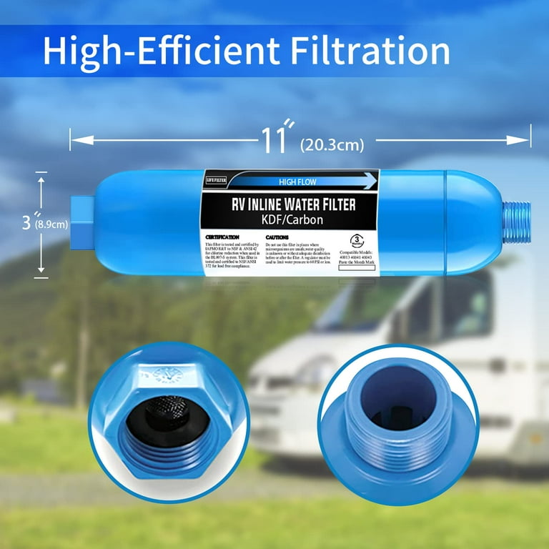 RV Inline Marine Water Filter, Reduces Chlorine