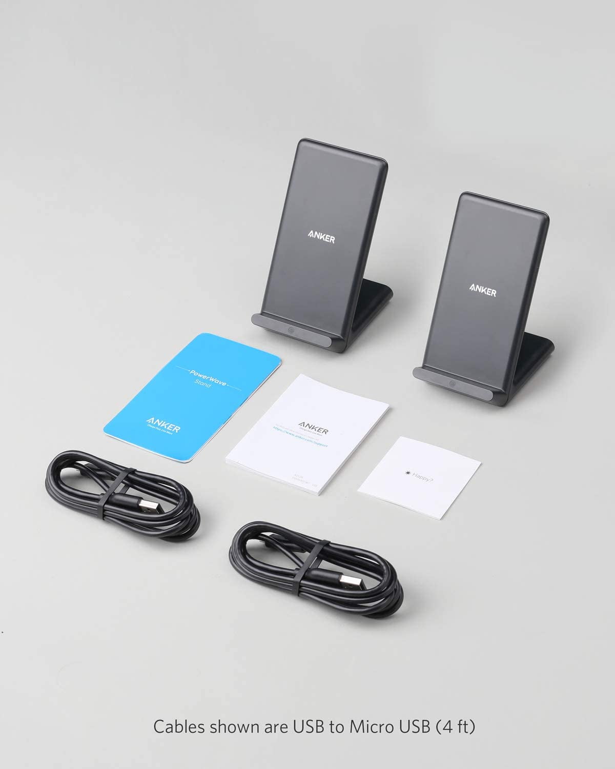 Anker 2 Pack 313 Wireless Charger (Stand), Qi-Certified for iPhone 15/15 Pro/15 Pro Max/14/14 Pro Max, 10W Fast-Charging for Galaxy S20, S10 - Stand Design, No AC Adapter Included