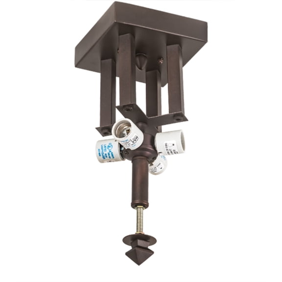 6" Square Mahogany Bronze 4 Light Flushmount Hardware