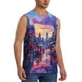 thumbnail image 2 of Fotbe Taxi Colorful Town Men's Camiseta sin Mangas Estampada para Hombres, Playera Casual para Gimnasio, Entrenamiento, Playa-3X-Large, 2 of 7