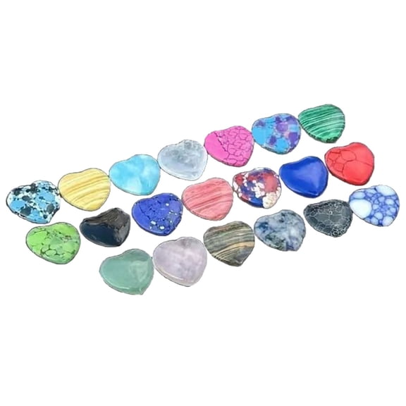 20Pcs Heart Shaped Gemstones, Polished Love Heart Stones, Chakra Healing Crystals, Pocket Worry Palm Stones, Pink Heart Crystals, Meditation Heart Stones, Natural Heart Shaped Stones