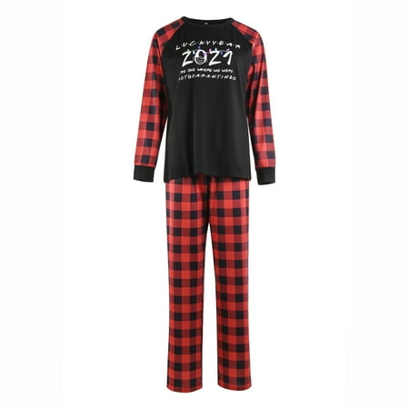 

Puloru Christmas Parent-child Outfit Plaid Long Sleeve Sleepwear/Jumpsuit