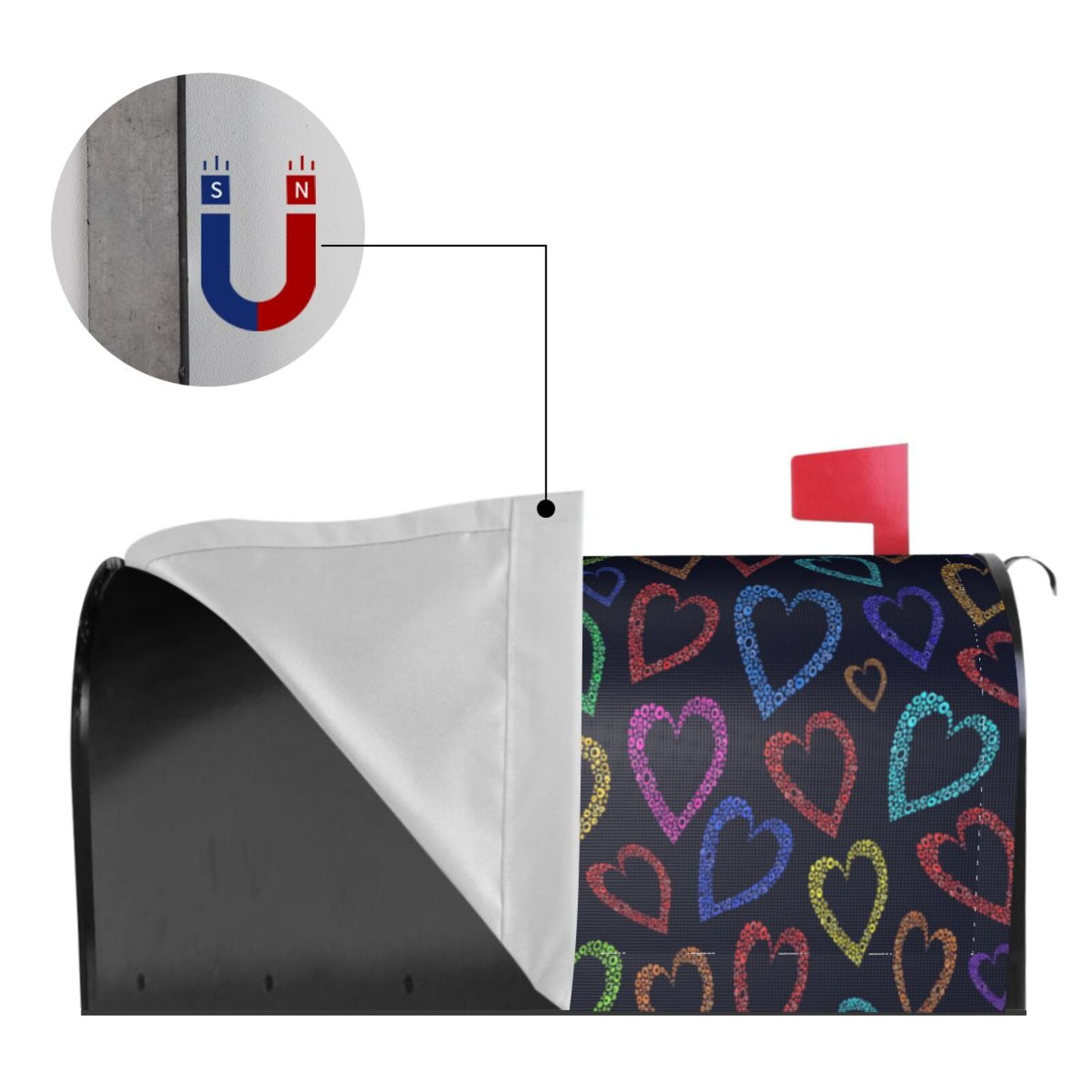 Xecao Colored Hearts for Mailbox Cover with Magnetic Strips, Waterproof and Sunscreen, Adds a Decorative Touch to Your Garden Yard.