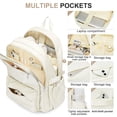 thumbnail image 4 of Mochila WEPOET Simple School para mujer ligera de color beige, 4 of 6