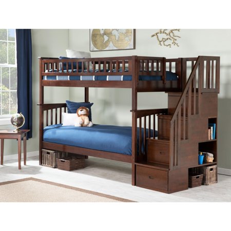 Columbia Staircase Bunk Bed Twin over Twin in Multiple Colors and Configurations