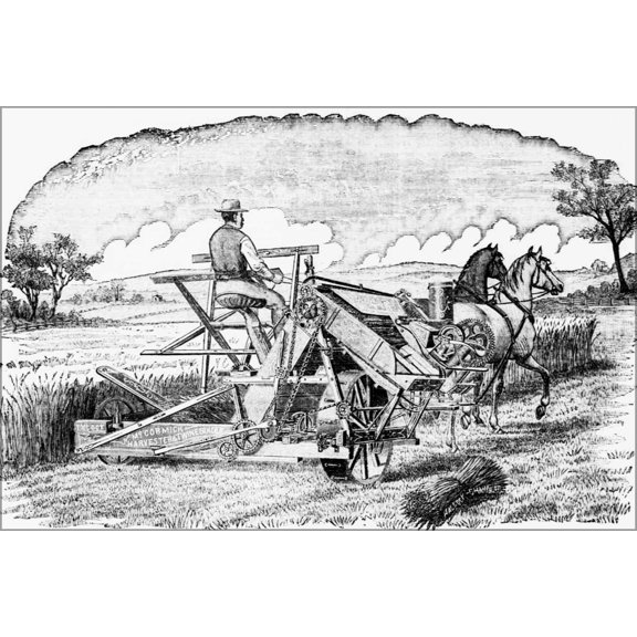 24"x36" Gallery Poster, Advertisement for twine binder version of McCormick reaper 1884