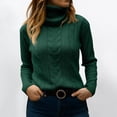 thumbnail image 3 of Women's Fashionable Solid Color High Neck Long Sleeved Sweater Pullover Sweater Top for Fall Winter Comfortable Everyday Fashion,Green,S, 3 of 7