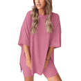 thumbnail image 1 of Conjunto de Dos Piezas para Mujer, Verano 2025, Informal, de Talla Grande, con Pantalones Cortos de Motociclista, Rosa, XXL, 1 of 8