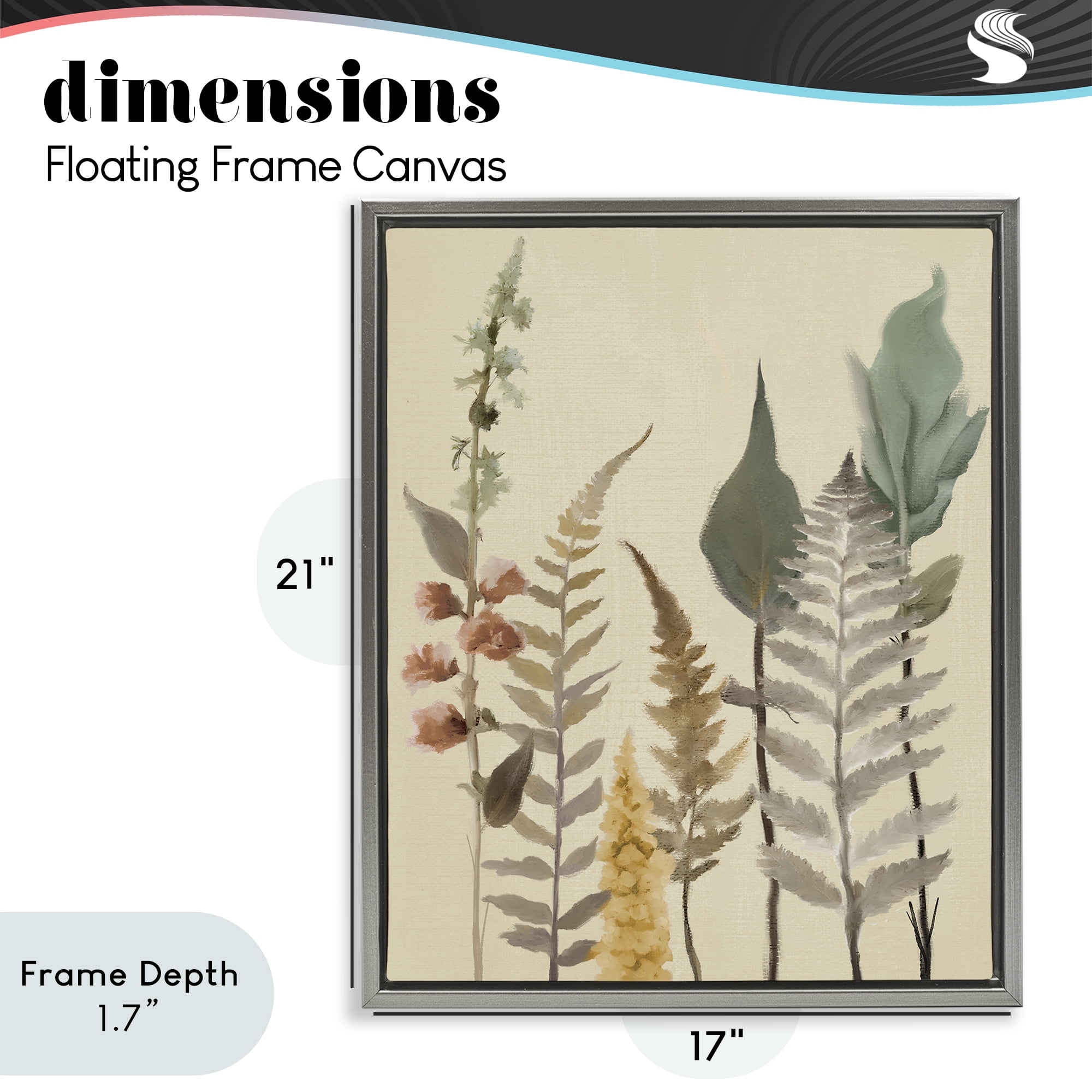 Stupell Industries Fall Botanicals Forest Ferns Gray Framed Floater Canvas Wall Art, design by Elizabeth Medley