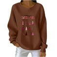 thumbnail image 2 of GuzomFashion Womens Holiday Christmas Graphic Sweatshirt Plus Size S-XXXXXL - Crew Neck Long Sleeve Stretchy Polyester Spandex Brown Merry Christmas Tree Print,Size 3XL, 2 of 3