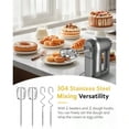 thumbnail image 6 of Electric Hand Mixer Powerful Hand Mixer Electric Handheld with 304 Beaters Dough Hook Hand Held Mixer with Turbo for Baking Cakes Eggs Cream Food Grey, 6 of 6
