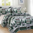 thumbnail image 2 of Elegant Comfort 3-Piece Quilted Bedspread Set, Reversible Plaid Patchwork Design, Ultra Soft All-Season Coverlet with Pillow Shams, Heavyweight Quilt, California King, Plaid Forest, 2 of 5