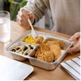 thumbnail image 5 of Nicole Fantini's Disposable Aluminum 8 1/2" x 6 3/8" Three Compartment oblong Foil Tray with Aluminum Lid | Best Take-out Container: 20 Sets, 5 of 6