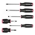 thumbnail image 6 of WORKPRO 6-Piece Pink Magnetic Screwdrivers Set, Includes 3 Slotted & 3 Phillips Screwdrivers, Stubby Screwdrivers, Cr-V Shank, Hand Tool Kit for Woman - Pink Ribbon, 6 of 10