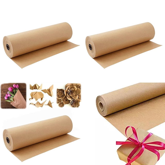 2 de 30 metros de rollo de papel Kraft para envolver - Envoltura de regalos para bodas, cumpleaños, manualidades, embalaje de paquetes, envío Macarena Rollo de papel de envoltura de Kraft