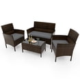 thumbnail image 2 of Gymax 4PCS Patio Rattan Conversation Furniture Set Outdoor w/ Gray Cushion, 2 of 9