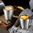 thumbnail image 3 of shiyou-10oz/300ml Stainless Steel Mug Set Double Wall Stackable Metal Insulated Unbreakable Diamond Textured Surface Titanium Plated,Coffee/Tea/Beer Glasses (Silver), 3 of 4
