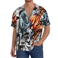 thumbnail image 1 of Fotbe Four Running Horses Camisa Estampada de Manga Corta para Hombre, Casual de Verano, Estilo Playero, Sin Arrugas-3X-Large, 1 of 5