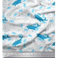 thumbnail image 1 of Soimoi Cotton Duck Fabric Fishing Hook,Fish & Whale Ocean Print Fabric by Yard 56 Inch Wide, 1 of 1
