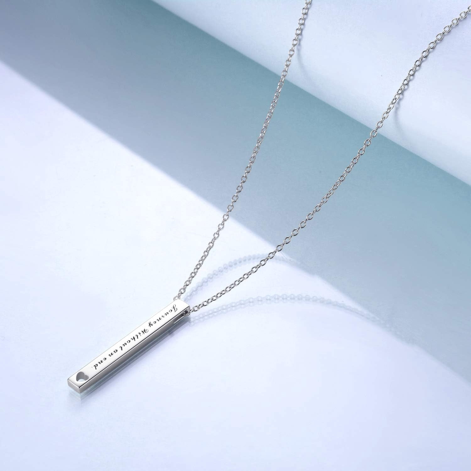 Sterling Silver Bar Necklace - Inspirational Jewelry for Women: Birthday Gifts for Sister, Friends