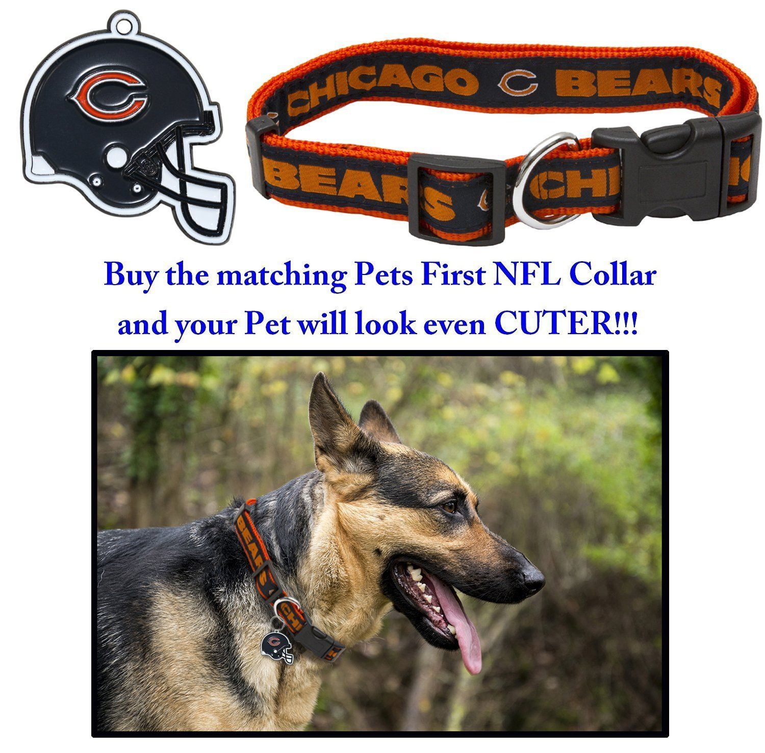 Pets First Chicago Bears Dog Collar