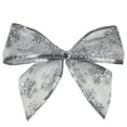 thumbnail image 3 of Northlight Sheer Snowflake 2-Loop Christmas Bow Decorations - 5.5" - Silver - Pack of 6, 3 of 4