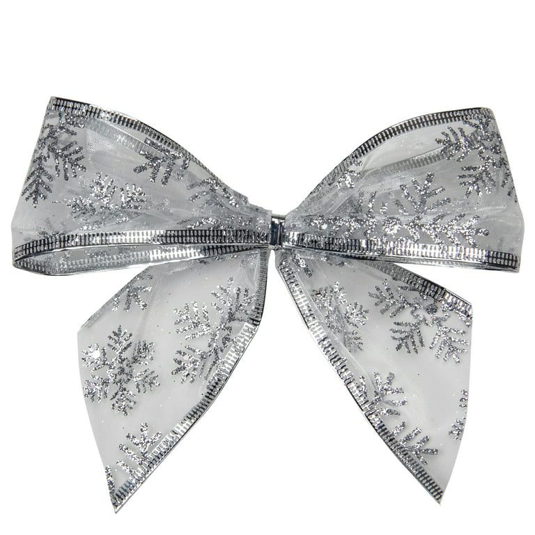 Gray Ombre Snowflake White Velvet Christmas Wreath Bow - Package Perfect  Bows