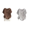 thumbnail image 1 of (Lot de 2) Rinsvye T-Shirt de Compression Uni pour Femmes, Col Rond, Manches Raglan, Fente, Manches Courtes, Décoration Décontractée, 1 of 4